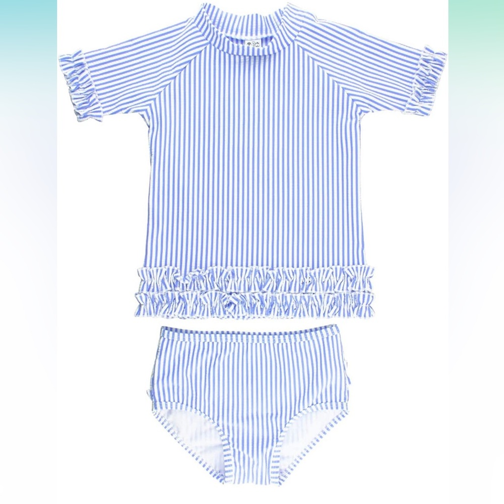 Ruffle Butts toddler girl rash guard short sleeve 3 piece swim